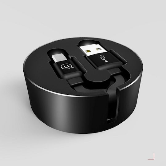 Usams Cablu retractabil USB-C tată - USB-A Negru 1m TCUSBZH01