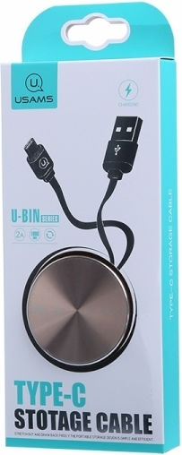 Usams Cablu retractabil USB-C tată - USB-A Negru 1m TCUSBZH01