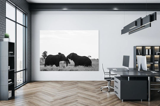 Painting Elephants In Black White 150x100