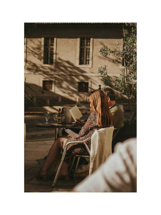 Painting Couple Reading At An Outdoor Café 100x150