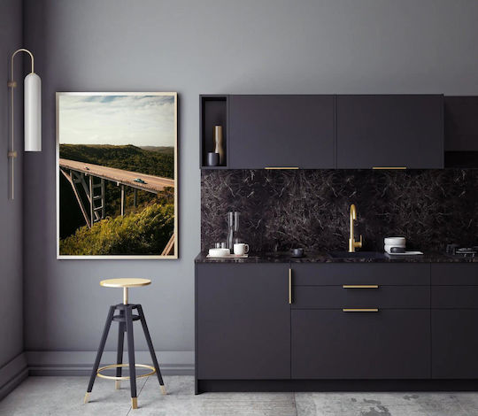 iLovePrints Gemälde Brücke Über Den Bewaldeten Tal 100x150