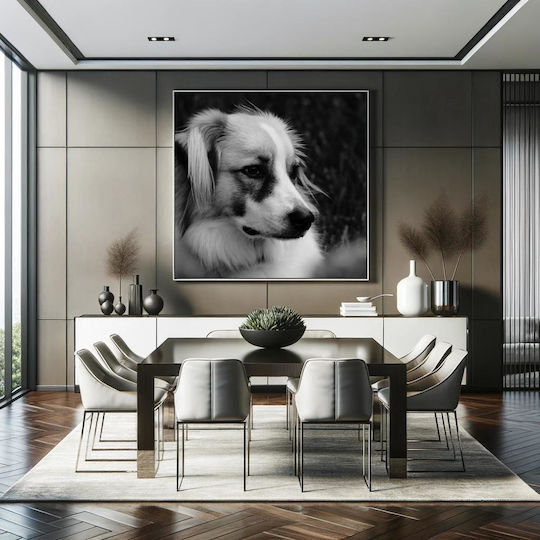 Πίνακας Contemplative Dog In Black White Στοχαστικός Σκύλος Ασπρόμαυρο 110x110