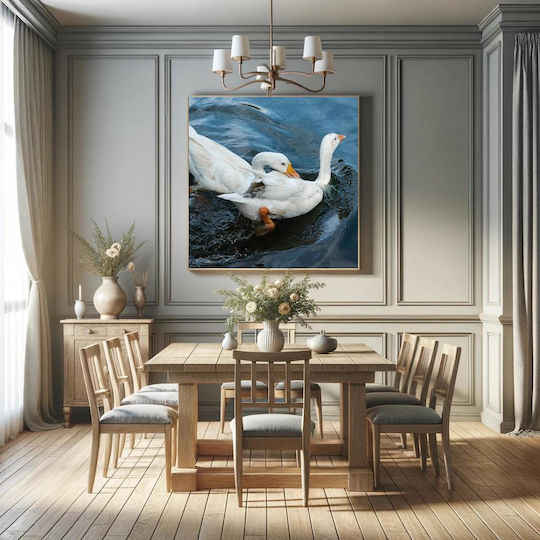 Panou Two White Ducks By Water Două Păpăițe Albe Lângă Apă 110x110