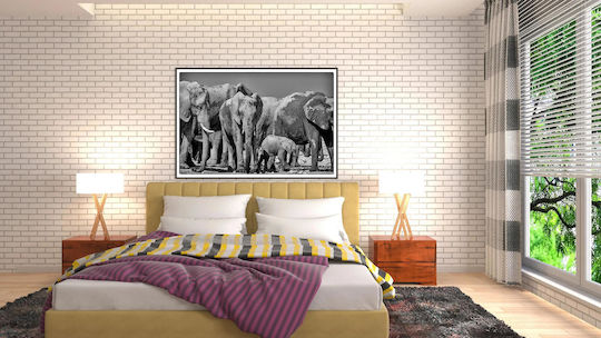 Πίνακας Elephants In Black White Ελέφαντες Ασπρόμαυρο 150x100 Πίνακας Elephants In Black White Ελέφαντες Ασπρόμαυρο 150x100