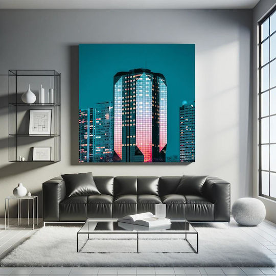 Πίνακας Illuminated City Skyscraper Ουρανοξύστης Φωτισμένης Πόλης 110x110