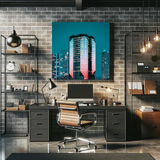 Πίνακας Illuminated City Skyscraper Ουρανοξύστης Φωτισμένης Πόλης 110x110