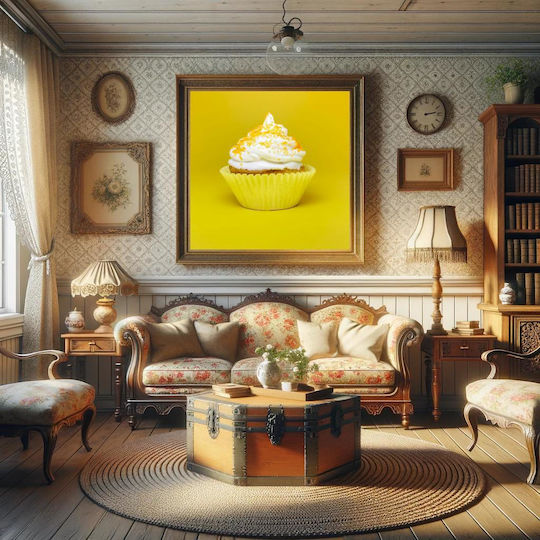 Painting Bright Cupcake On Yellow Background Bright Cupcake Yellow Background 110x110