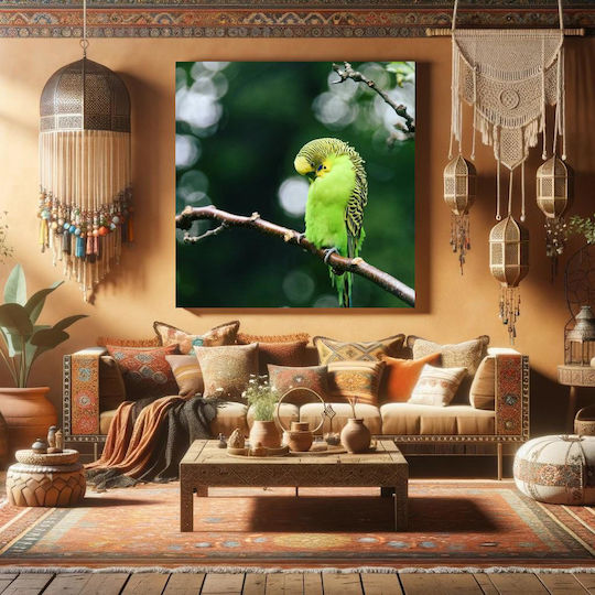 Painting Green Parakeet On A Branch Green Parakeet One Branch 110x110