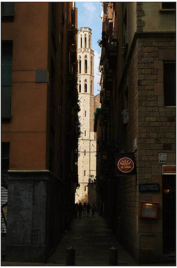 Painting Architectural Tower Amidst Alleyway Architectural Tower Amidst The Alleyway 100x150