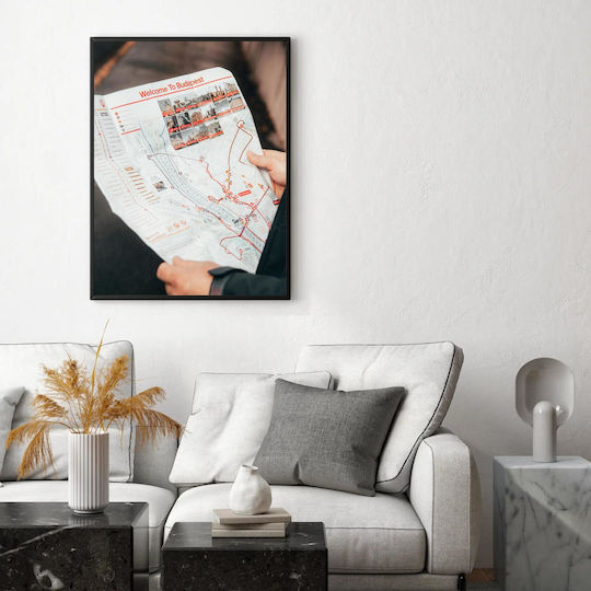 Πίνακας Tourist Holding A City Map Budapest Τουρίστας Κρατά Έναν Χάρτη Πόλης Βουδαπέστης 100x150