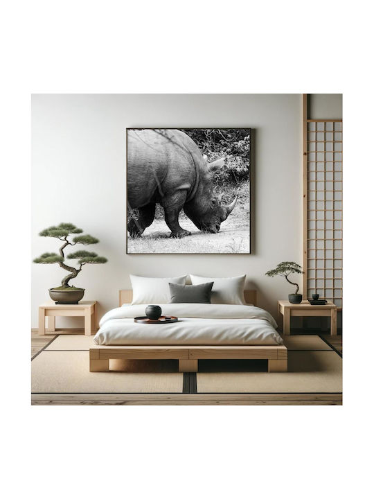 Панел Grazing Rhino В Черно И Бяло Риносър Боса Черен Бял 120x120