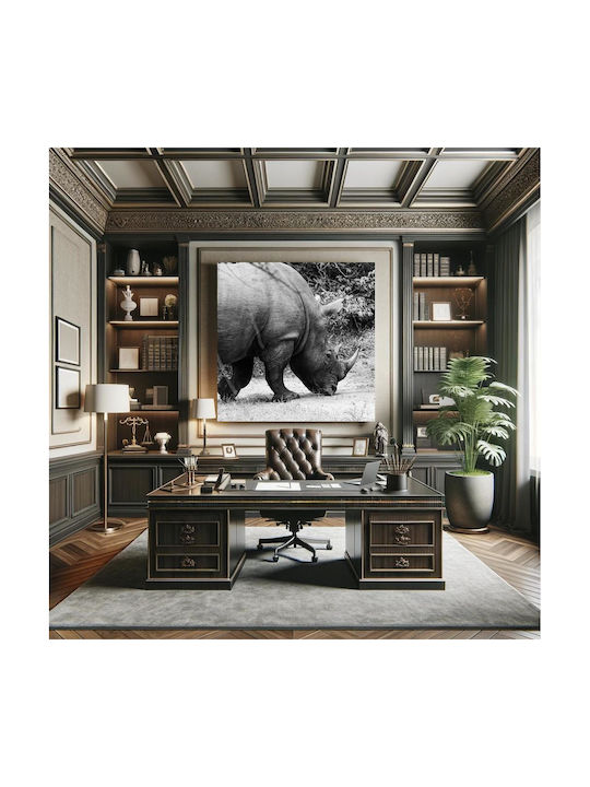 Панел Grazing Rhino В Черно И Бяло Риносър Боса Черен Бял 120x120