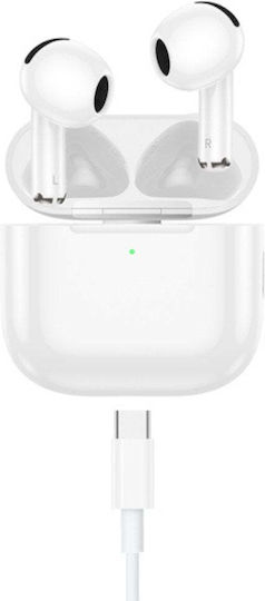 DigikalaX Air 4 Earbud Bluetooth Handsfree Ακουστικά με Θήκη Φόρτισης Λευκά