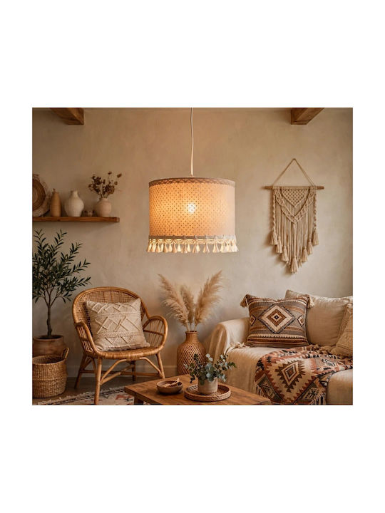 Oxygen Single-Light Kids Ceiling Light Hanging with E27 Socket Beige 35x20cm