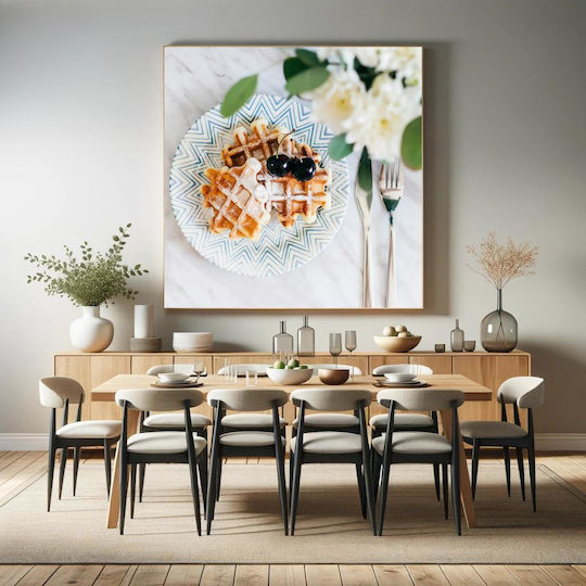 iLovePrints Gemälde Waffles Kirschen Auf Einem Musterplate 110x110
