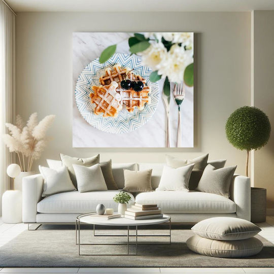 iLovePrints Gemälde Waffles Kirschen Auf Einem Musterplate 110x110