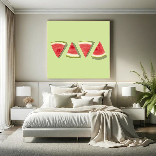 Watermelon Slices On Green Background 1 On Canvas Watermelon Slices On Green Background 1 On Canvas