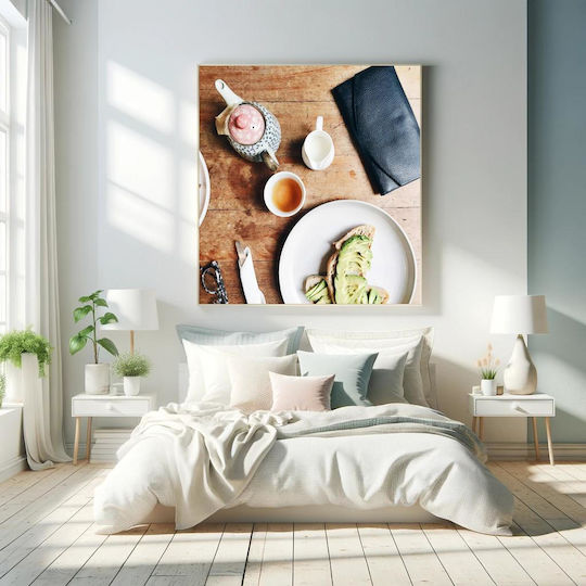 Breakfast Set-up With Avocado Toast 1 Piece On Canvas Breakfast Set-up With Avocado Toast 1 Piece On Canvas