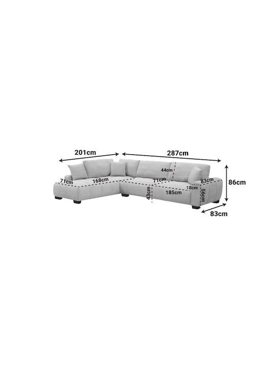 Vaneto Ecke Sofa mit Rechte Ecke Beige 298x208x85cm
