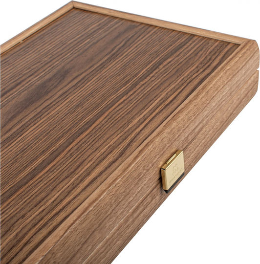 Manopoulos Walnut Wooden Checkers & Dice for Backgammon Handmade Red 20cm