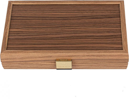 Manopoulos Walnut Wooden Checkers & Dice for Backgammon Handmade Green / Brown 20cm