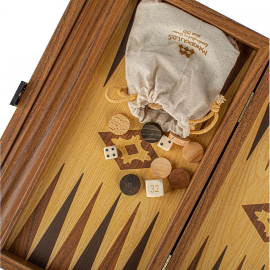 Manopoulos Manopoulos Holz Damespiel & Würfel Für Backgammon Handgefertigt Braune 20cm