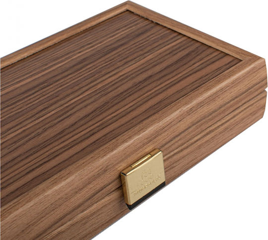 Manopoulos Walnut Wooden Checkers & Dice for Backgammon Handmade Green / Brown 20cm