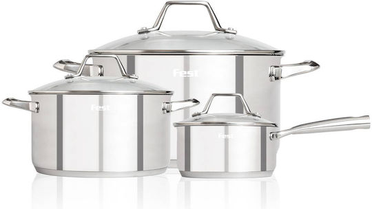 Fest Cookware Set of Stainless Steel with Ceramic Coating 4 Pieces Fest Cookware Set of Stainless Steel with Ceramic Coating 4 Pieces