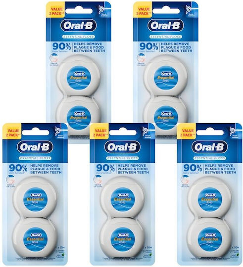 Oral-B Essential Floss Ață Dentară Cerată Cu Aromă De Mentă 100m 5 Bucăți