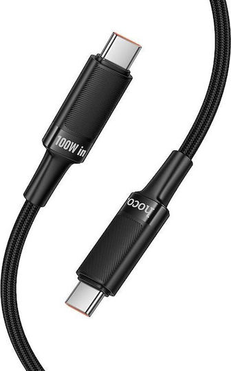 Hoco Кабел USB-C мъжки - USB-C 100W PD Черен 1.2m