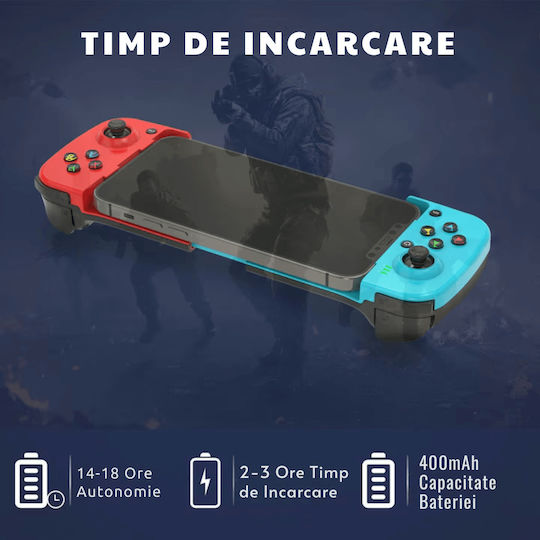 Gamepad Controler Gaming Android Telefon iOS PC PS Nintendo Bluetooth 5.0 Wireless Albastru Roșu