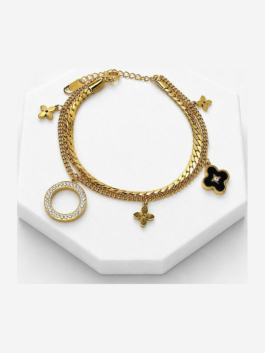 Velve Brățară Pentru Femei Lanț Din Oțel Placat Cu Aur Cu Zircon 19.5cm