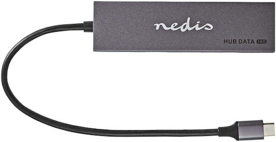Nedis Usb-c 3.2 Gen 2 Hub 4 Ports Ultra-fast 10 Gbps Data Transfer Anthracite Grey