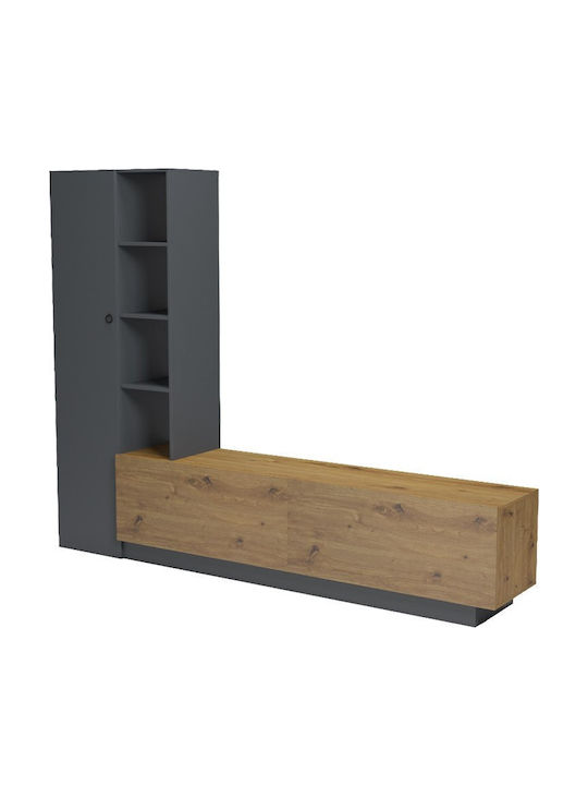 Wohnzimmer TV-Einheit Tilveo Anthrazit M230xB41,5xH180cm