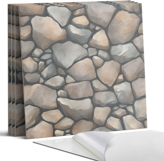 Printed Stone Pattern Vinyl Tile Set Background 4x50x50 Pc