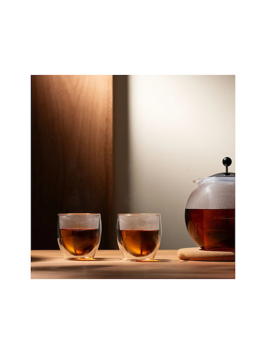 Bodum Pavina Set Gläser Kaffee/Freddo aus Glas in Braune Farbe 250ml 2 Stück