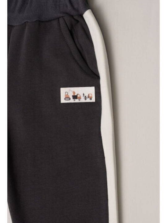 Kids Sweatpants Set Brown Anthracite 2 Pieces