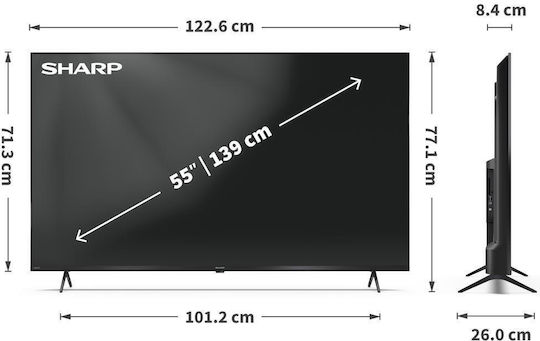 Sharp Smart Τηλεόραση 55" 4K UHD QLED 55HP5265E HDR (2024)