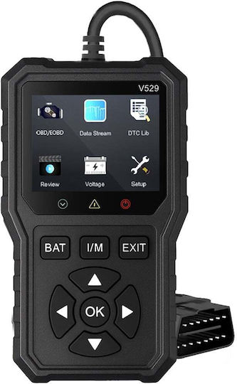 Obd2 Auto Diagnostic Tester Foxsur V529 Battery Test Dtc Lookup 10 Languages Engine Codes O2 Sensor Evap Freeze Frame I M Black