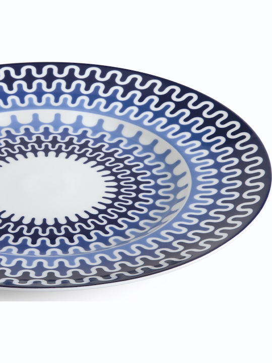 Ionia Illusion Serving Platter of Blue Porcelain with Diameter 30cm