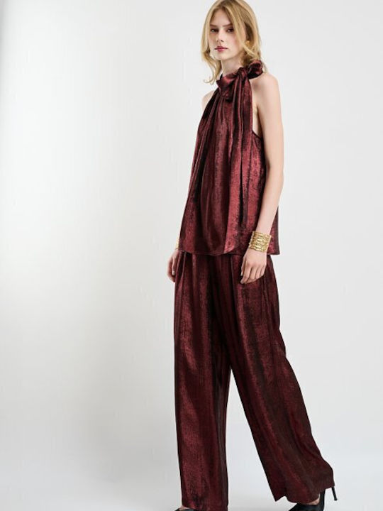Damenhose mit Gummiband Burgundisch