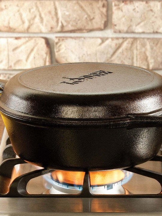 Lodge Pan With Lid made of Cast Iron 26.04cm