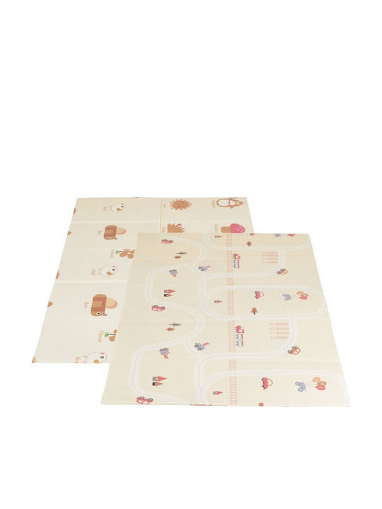 Moni Gamezone Кошара за игра с Матрак Бежов 120x120cm