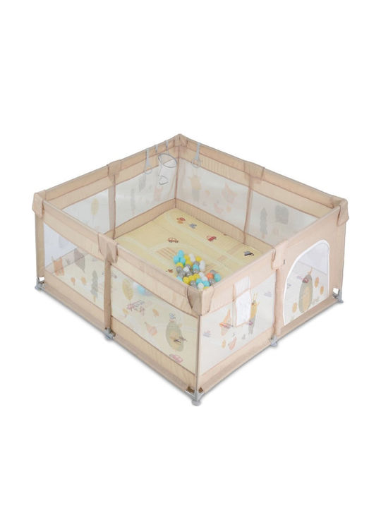 Moni Gamezone Кошара за игра с Матрак Бежов 120x120cm