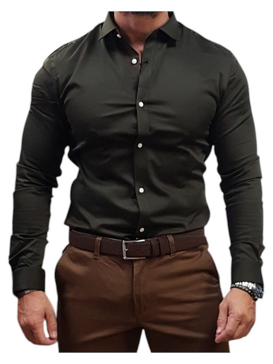 Jack & Jones Parma Риза с Дълъг Ръкав в Тясна Кройка Каки