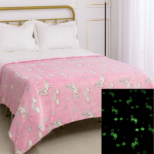Silk Fashion Одеяло Unicorn Светещо Розов 170x220cm