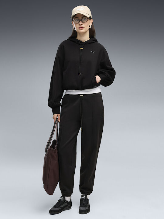 Her Damen Sweatshirt mit Kapuze Schwarz