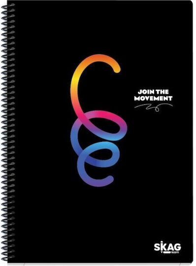 Skag Spiral Notebook Ruled B5 60 Sheets 2 Subjects Black