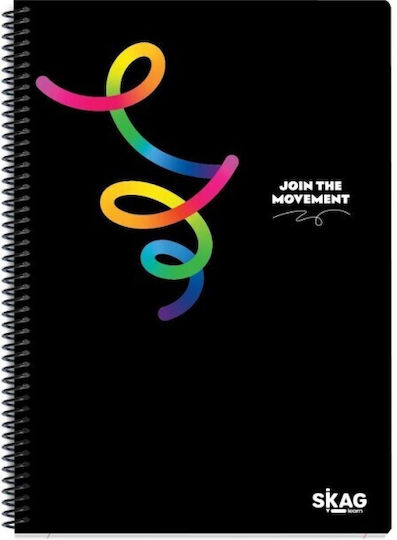 Skag Spiral Notebook Ruled B5 60 Sheets 2 Subjects Black