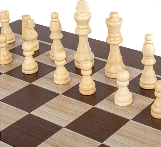 Manopoulos Wooden Checkers & Dice Set for Backgammon Handmade 17cm